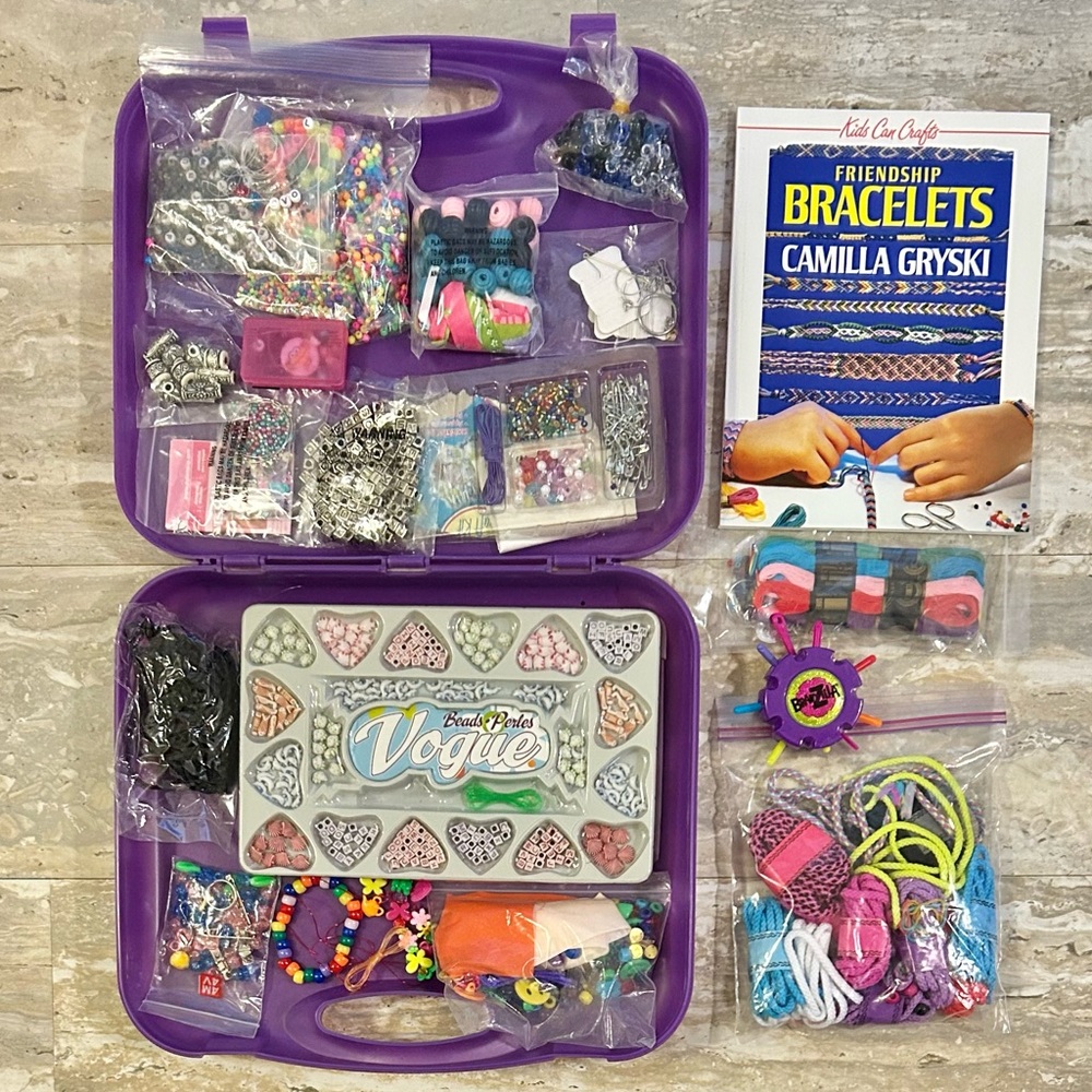 Lot of Beads, Friendship Bracelet Supplies, Braidzilla (Fashion Angels) & Book